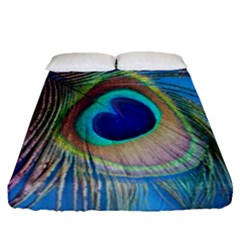 Nature Bird Wing Texture Animal Male Wildlife Decoration Pattern Line Green Color Blue Colorful Fitted Sheet (queen Size) by Vaneshart