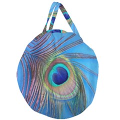 Nature Bird Wing Texture Animal Male Wildlife Decoration Pattern Line Green Color Blue Colorful Giant Round Zipper Tote by Vaneshart