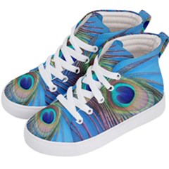 Nature Bird Wing Texture Animal Male Wildlife Decoration Pattern Line Green Color Blue Colorful Kids  Hi-top Skate Sneakers by Vaneshart