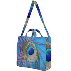 Nature Bird Wing Texture Animal Male Wildlife Decoration Pattern Line Green Color Blue Colorful Square Shoulder Tote Bag by Vaneshart