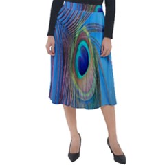 Nature Bird Wing Texture Animal Male Wildlife Decoration Pattern Line Green Color Blue Colorful Classic Velour Midi Skirt  by Vaneshart
