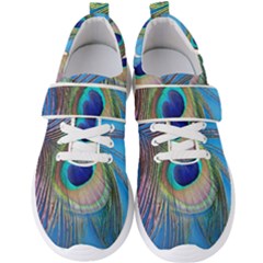 Nature Bird Wing Texture Animal Male Wildlife Decoration Pattern Line Green Color Blue Colorful Men s Velcro Strap Shoes by Vaneshart