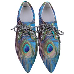Nature Bird Wing Texture Animal Male Wildlife Decoration Pattern Line Green Color Blue Colorful Women s Pointed Oxford Shoes by Vaneshart