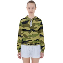 Fabric Army Camo Pattern Women s Tie Up Sweat by Vaneshart