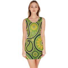 Texture Leaf Pattern Line Green Color Colorful Yellow Circle Ornament Font Art Illustration Design  Bodycon Dress by Vaneshart