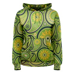 Texture Leaf Pattern Line Green Color Colorful Yellow Circle Ornament Font Art Illustration Design  Women s Pullover Hoodie by Vaneshart