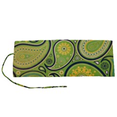 Texture Leaf Pattern Line Green Color Colorful Yellow Circle Ornament Font Art Illustration Design  Roll Up Canvas Pencil Holder (s)