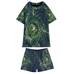 Plant Leaf Flower Green Produce Vegetable Botany Flora Cabbage Macro Photography Flowering Plant Kids  Swim Tee And Shorts Set by Vaneshart