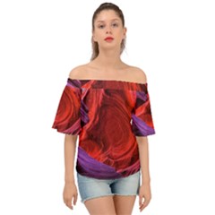 Flower Purple Petal Red Color Pink Hdr Magenta Lowerantelopecanyon Antelopecanyon Macro Photography Off Shoulder Short Sleeve Top by Vaneshart