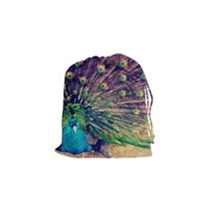 Bird Biology Fauna Material Chile Peacock Plumage Feathers Symmetry Vertebrate Peafowl Drawstring Pouch (small) by Vaneshart