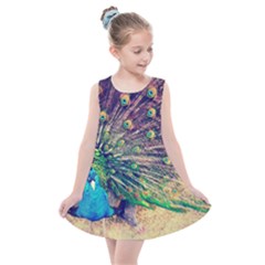 Bird Biology Fauna Material Chile Peacock Plumage Feathers Symmetry Vertebrate Peafowl Kids  Summer Dress by Vaneshart