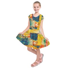 Abstract Painting Acrylic Paint Art Artistic Background Kids  Short Sleeve Dress