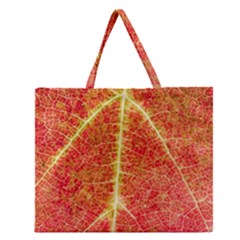 Plant Vineyard Wine Sunlight Texture Leaf Pattern Green Red Color Macro Autumn Circle Vein Sunny  Zipper Large Tote Bag by Vaneshart