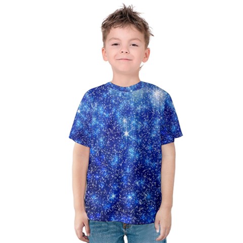 Blurred Star Snow Christmas Spark Kids  Cotton Tee by HermanTelo