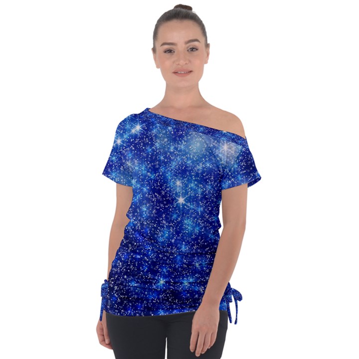 Blurred Star Snow Christmas Spark Tie-Up Tee