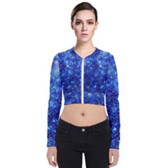 Blurred Star Snow Christmas Spark Long Sleeve Zip Up Bomber Jacket by HermanTelo