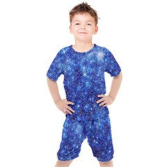 Blurred Star Snow Christmas Spark Kids  Tee And Shorts Set by HermanTelo