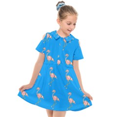 Flamenco Birds Exotic Nice Pink Kids  Short Sleeve Shirt Dress