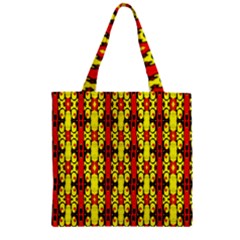 Red Black Yellow-9 Zipper Grocery Tote Bag by ArtworkByPatrick