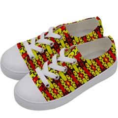 Red Black Yellow-9 Kids  Low Top Canvas Sneakers