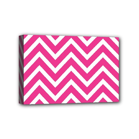 Chevrons Zigzag Pattern Design Pink White Mini Canvas 6  X 4  (stretched) by Wegoenart