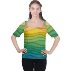 Background Waves Wave Texture Cutout Shoulder Tee