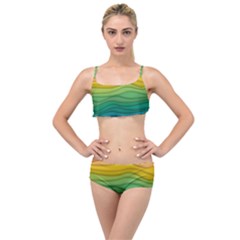 Background Waves Wave Texture Layered Top Bikini Set