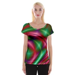 Background Fractal Shining Elegant Cap Sleeve Top by Wegoenart