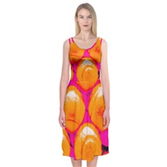 Pop Art Tennis Balls Midi Sleeveless Dress by essentialimage