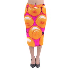 Pop Art Tennis Balls Velvet Midi Pencil Skirt by essentialimage