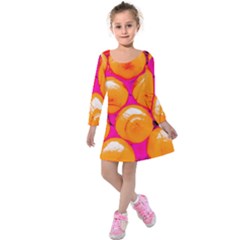 Pop Art Tennis Balls Kids  Long Sleeve Velvet Dress by essentialimage