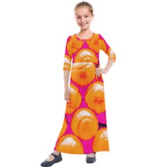 Pop Art Tennis Balls Kids  Quarter Sleeve Maxi Dress by essentialimage