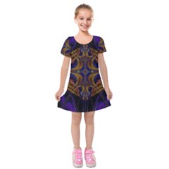 Abstract Art Artwork Fractal Kids  Short Sleeve Velvet Dress