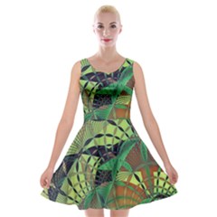 Design Background Concept Fractal Velvet Skater Dress by Wegoenart