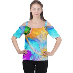 Artwork Digital Art Fractal Colors Cutout Shoulder Tee
