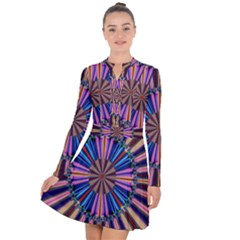 Artwork Fractal Geometrical Design Long Sleeve Panel Dress