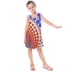 Digital Arts Fractals Futuristic Red Blue Kids  Sleeveless Dress by Wegoenart