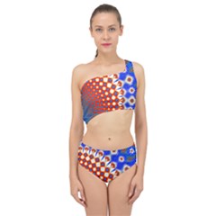 Digital Arts Fractals Futuristic Red Blue Spliced Up Two Piece Swimsuit by Wegoenart