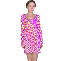 Digital Arts Fractals Futuristic Pink Long Sleeve Nightdress by Wegoenart