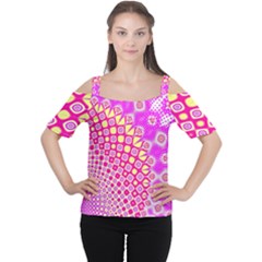 Digital Arts Fractals Futuristic Pink Cutout Shoulder Tee