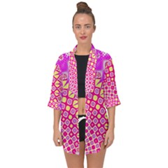 Digital Arts Fractals Futuristic Pink Open Front Chiffon Kimono