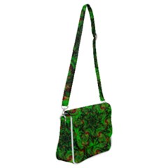 Art Artwork Fractal Digital Art  Green Shoulder Bag With Back Zipper by Wegoenart