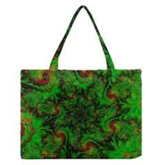 Art Artwork Fractal Digital Art  Green Zipper Medium Tote Bag by Wegoenart