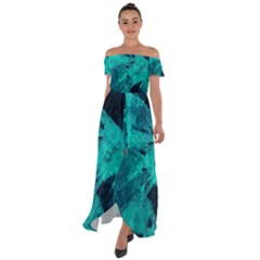 Background Texture Pattern Blue Off Shoulder Open Front Chiffon Dress by Wegoenart