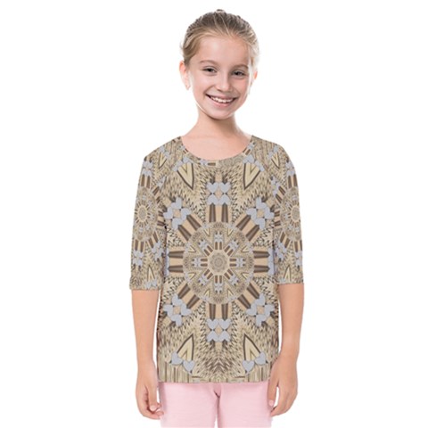 Wood And Wood With Hearts And More Wood Ornate Kids  Quarter Sleeve Raglan Tee by pepitasart