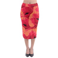 Poppies  Midi Pencil Skirt by HelgaScand