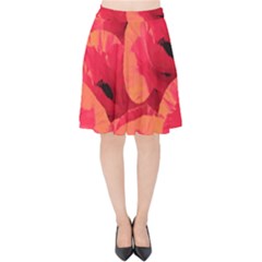 Poppies  Velvet High Waist Skirt by HelgaScand