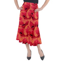 Poppies  Midi Mermaid Skirt by HelgaScand