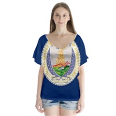 Flag Of United States Department Of Agriculture V-neck Flutter Sleeve Top