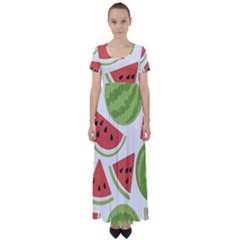 Watermelon Juice Auglis Clip Art Watermelon High Waist Short Sleeve Maxi Dress by Vaneshart